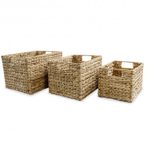 Storage Box Brown Water hyacinth and metal frame