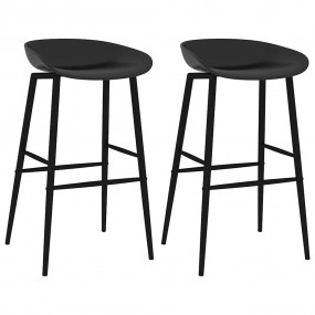 Bar Chair Set of 2 Black Polypropylene Standard Ergonom...