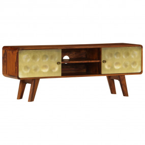 TV Cabinet Brown and Gold Solid Sheesham Wood 47.2x11.8...