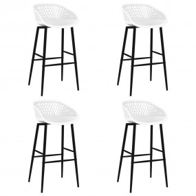 Bar Chair Set of 4 White PP, Powder-Coated Steel Extra ...
