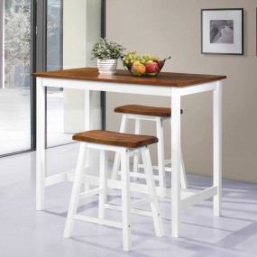 Bar Set Brown and White MDF and Solid Wood