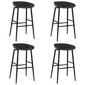 Bar Chair Set of 4 Black PP, Coated Steel Standard Bar ...