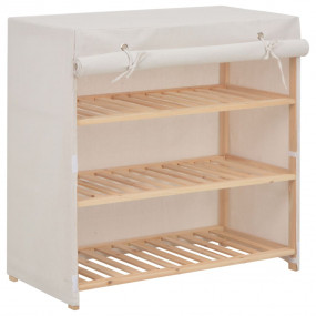 Shoe Cabinet White Fabric and solid fir wood Medium Lig...