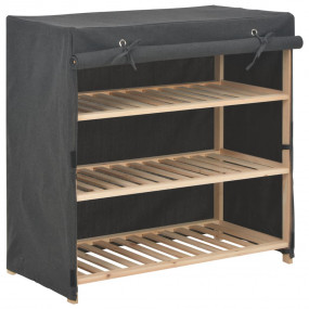 Shoe Cabinet Grey Fabric and solid fir wood Medium Ligh...