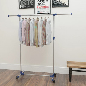 Clothes Rack Silver Stainless Steel Adjustable Height-A...