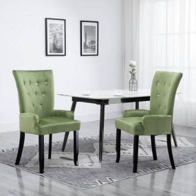 Dining Chair Light Green Polyester Velvet, Solid Oak Wo...
