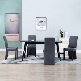Dining Chair Set of 4 Grey Faux suede and wood Standard...