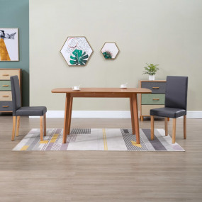 Dining Chair Set of 2 Gray Faux leather, wood Standard ...