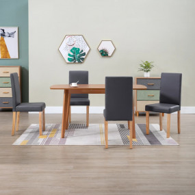 Dining Chair Set of 4 Gray Faux leather and Wood Standa...