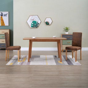 Dining Chair Set of 2 Brown Faux suede leather Standard...