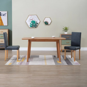 Dining Chair Set of 2 Gray Faux suede leather and wood ...