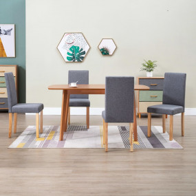Dining Chair Set of 4 Light Gray Fabric and Rubber Wood...