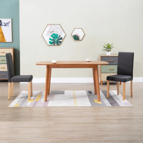 Dining Chair Set of 2 Dark Grey Fabric and Rubber wood ...