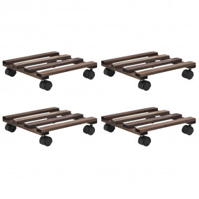 Plant Roller Brown Cedar Wood Compact Rotatable Plant R...