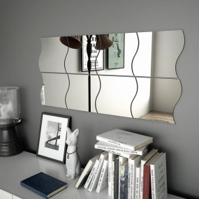 Wall Mirror Set of 8 Clear Glass 7.9x7.9in each