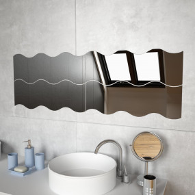 Wall Mirror Set of 4 Transparent Glass Large Wall mount...