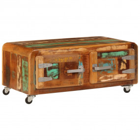 Coffee Table Multicolored Solid Reclaimed Wood Medium