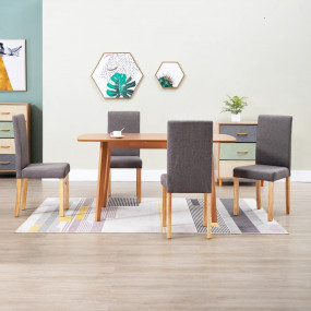 Dining Chair Set of 4 Taupe Fabric Medium Ergonomic