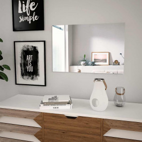 Wall Mirror Transparent Glass 23.6 x 15.7 in Minimalist...