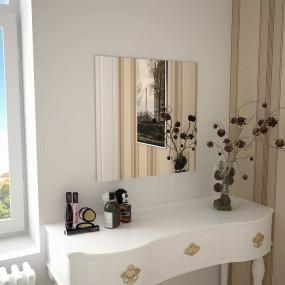 Wall Mirror Transparent Glass 23.6 x 23.6 in Minimalist...