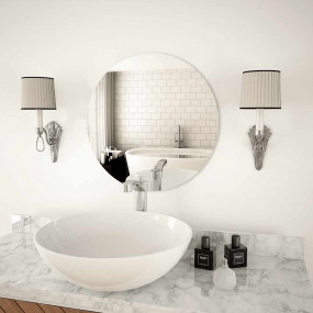Wall Mirror Clear Glass 19.7 in Wall Mounting Round