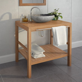 Bathroom Cabinet Warm wood color Solid teak wood, steel...