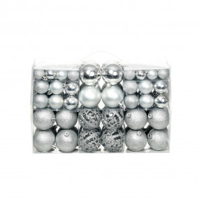 Christmas Ball Set of 100 Silver Plastic Medium Ornamen...