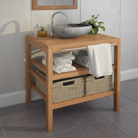Vanity Cabinet Warm Teak Teak wood, Steel, Seagrass