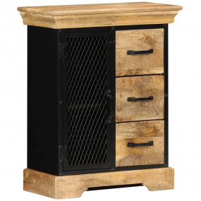 Sideboard Brown and Black Solid Mango Wood and Powder-C...