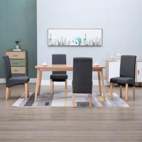 Dining Chair Set of 4 Gray Fabric and wood