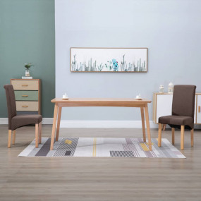 Dining Chair Set of 2 Brown Fabric and Wooden Frame Sta...