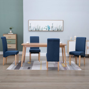 Dining Chair Set of 4 Blue Fabric and wood Medium Ergon...