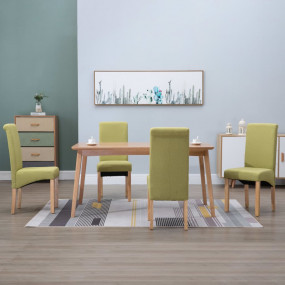 Dining Chair Set of 4 Green Fabric and wood Standard Er...