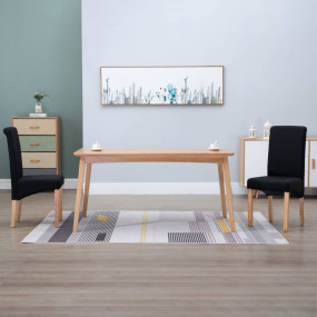 Dining Chair Set of 2 Black Fabric, Wood Standard Ergon...