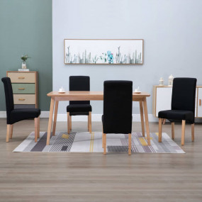 Dining Chair Set of 4 Black Fabric and wood Standard Er...
