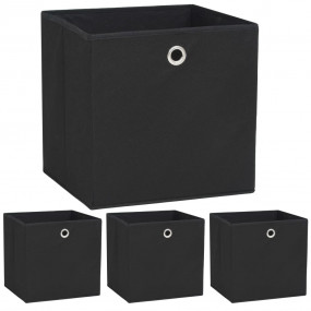 Storage Box Pack of 4 Black Non-woven fabric (Polyethyl...