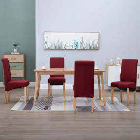 Dining Chair Set of 4 Red Fabric and wooden frame Regul...