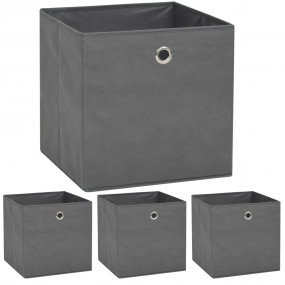 Storage Box Set of 4 Grey Non-woven Fabric (Polyethylen...