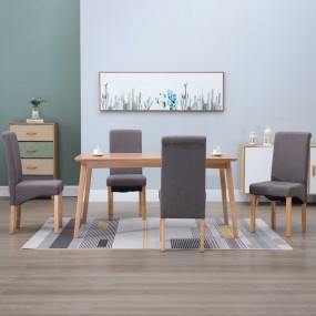 Dining Chair Set of 4 Taupe Fabric and wood Standard Er...