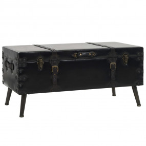 Coffee Table Black MDF, Faux Leather, Steel 40.2 x 20.1...