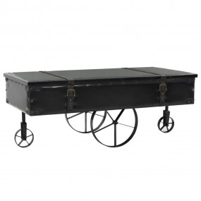 Side Table Black MDF 43.3x21.7x16.9 in Decorative Inlay...
