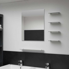 Wall Mirror Silver Tempered Glass 19.7 x 23.6 in Wall M...