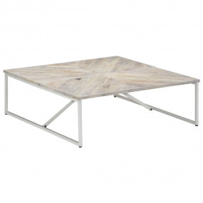 Coffee Table White Solid Mango Wood 43.3 x 43.3 x 14.2 ...
