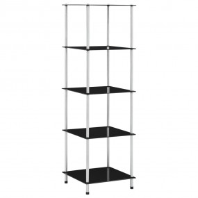Shelf Black Tempered Glass, Stainless Steel 5-Tier Shel...