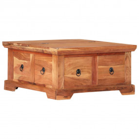 Coffee Table Brown Solid Acacia Wood 26.0 x 27.6 x 13.8...