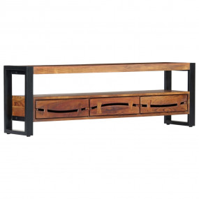 TV Cabinet Honey Solid acacia wood and steel Medium TV ...