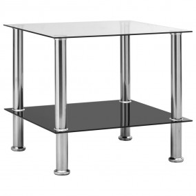 Side Table Transparent Tempered Glass, Stainless Steel ...