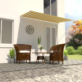 Awning Yellow and White Steel frame 98.4 x 59.1 in Retr...