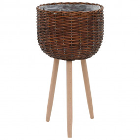 Planter Brown Real Rattan, Beech Wood, PE Lining Medium...