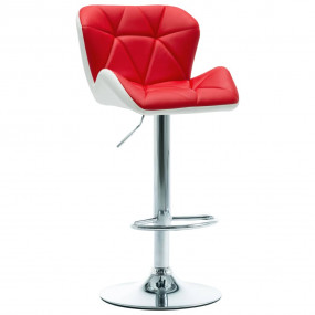 Bar Stool Red Faux leather, chrome-plated steel Adjusta...